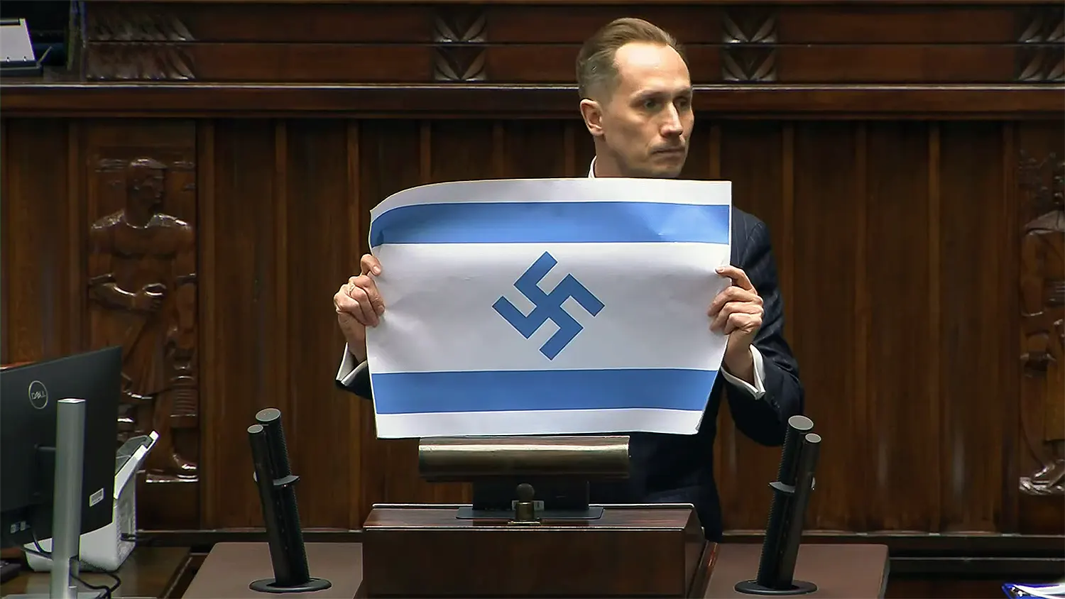Poland Condemns MP Konrad Berkowicz for Displaying Nazi Symbols During Middle East Debate
